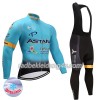 Set Langarmtrikot + Trägerhose Lange 2017 Astana Pro Team Winter Thermal Fleece N001